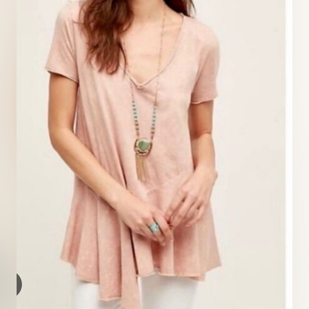 Anthropologie Eri and Ali burnt orange, marbled preplum shirt